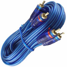 Load image into Gallery viewer, 6 ABSOLUTE 6 Ft 2 Ch Blue Twisted Car Amp Gold RCA Jack Cable Interconnect