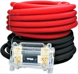 American Terminal 0 Gauge Wire Red / Black Amplifier Amp Power/Ground Cable Set