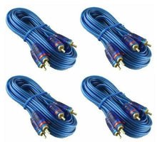 Load image into Gallery viewer, 4 20' Raptor Neon Blue Series RCA Audio Cable