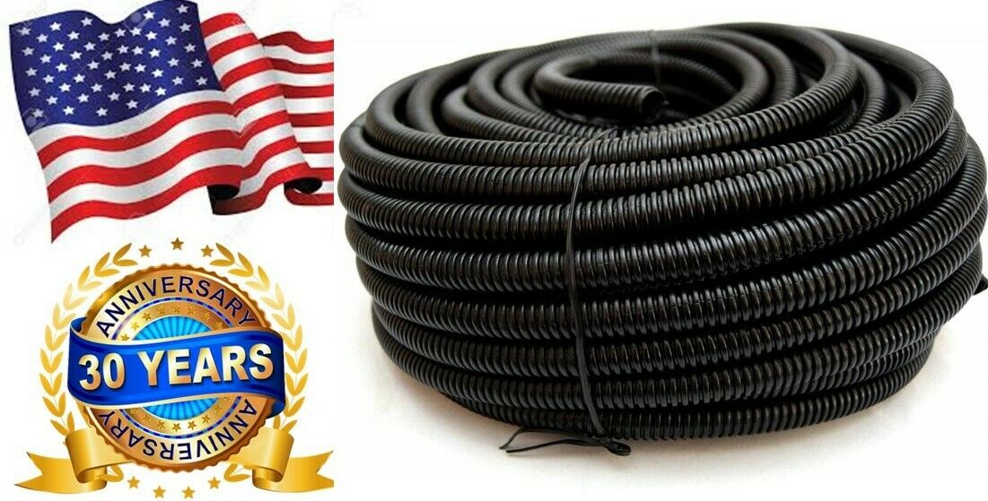 1/4" 100 Feet Split Wire Loom Conduit Corrugated Choose Hot Sizes Flex Cable Plastic Tube Lot