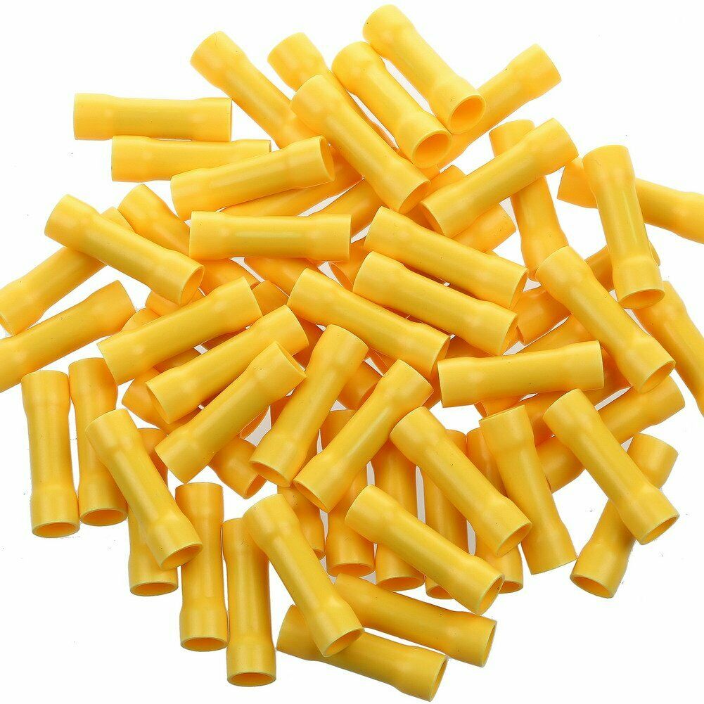 Absolute BCV1210Y 100 pcs 12 - 10 Gauge AWG Yellow insulated crimp terminals connectors Butt Connectors