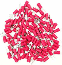 Load image into Gallery viewer, MK Audio MSR8-200 200PCS Red Insulated Fork Spade Wire Connector Electrical Crimp Terminal 18-22 AWG