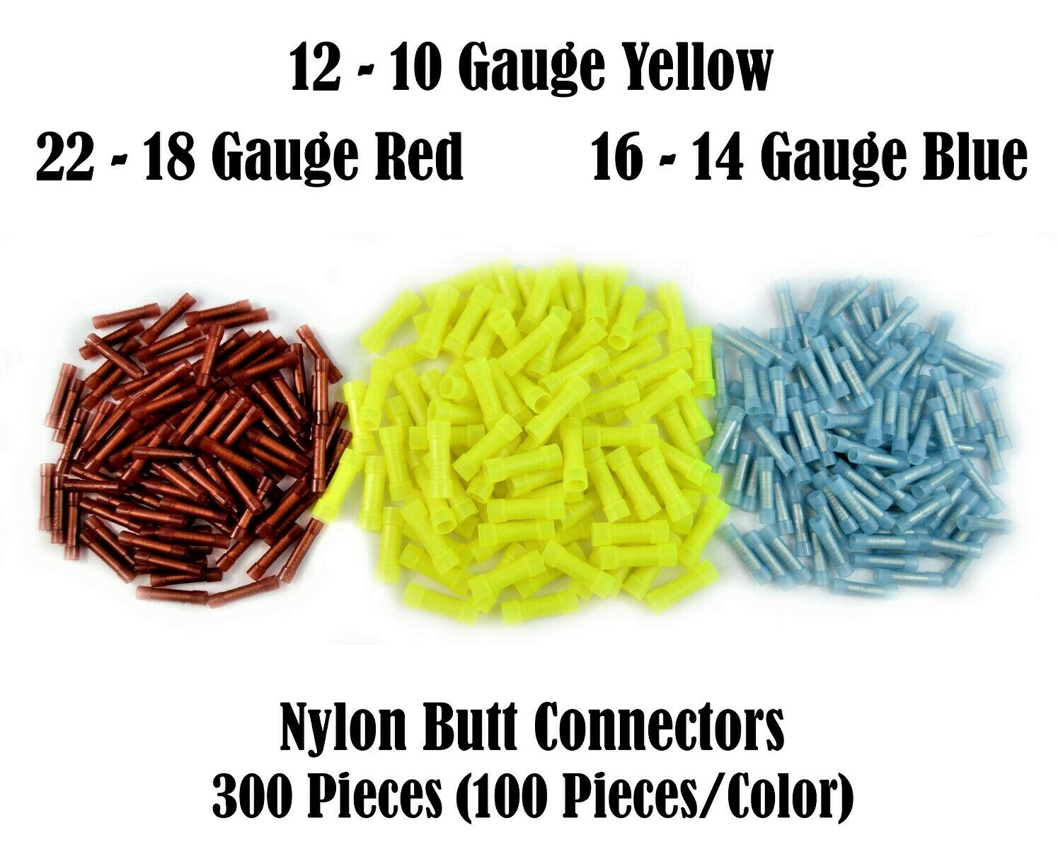 Metra (300) Wire Butt Connectors Yellow/Blue/Red Nylon Car Audio Crimp Terminals