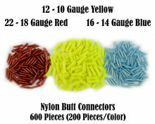 Load image into Gallery viewer, American Terminal AT600BCRYB 600 Wire Butt Connectors Yellow/Blue/Red Nylon Car Audio Crimp Terminals