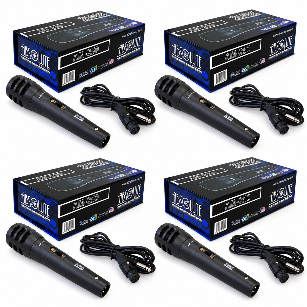 4 Pack MR DJ AM250 Karaoke Dynamic Vocal Wired Microphone