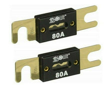 Load image into Gallery viewer, 2 PACK 80 AMP ANL FUSE FUSES GOLD PLATED INLINE WAFER HIGH QUALITY HOLDER