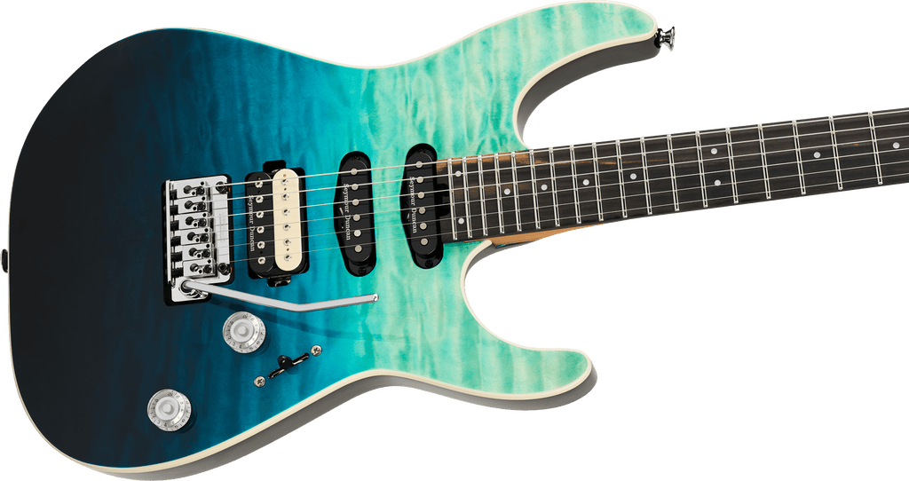 Charvel 2972813546 Pro-Mod Plus Dinky DK24 HSS QM Electric Guitar - Blue Curaçao