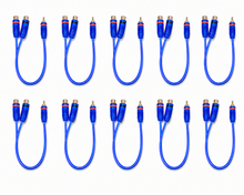 Load image into Gallery viewer, 10 Absolute ABC-2F1M BLUE Y-Adapter 2Female to 1Male RCA Interconnect Audio Cable