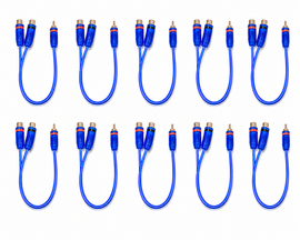 10 Absolute ABC-2F1M BLUE Y-Adapter 2Female to 1Male RCA Interconnect Audio Cable