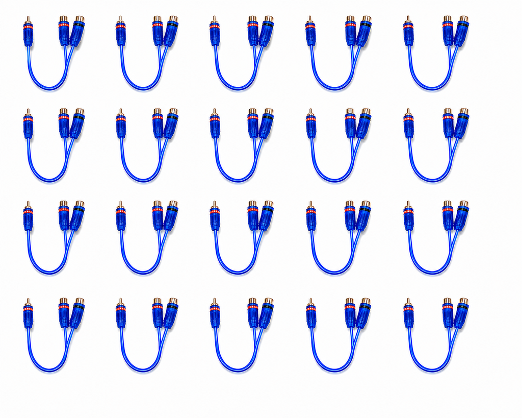 20 Absolute ABC-2F1M BLUE Y-Adapter 2Female to 1Male RCA Interconnect Audio Cable