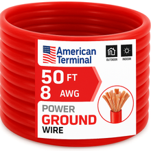Load image into Gallery viewer, American Terminal ATP8G50RD 8GA 50' Red Power Ground Wire Car Audio Amplifier Marine Cable