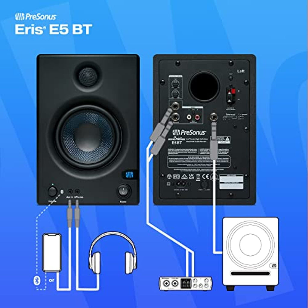 Pair Presonus Eris E5 BT 5" Powered Studio Monitors Speakers w/ Bluetooth