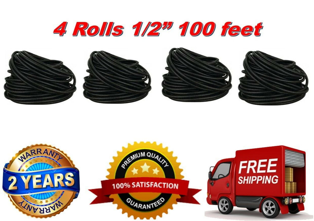 Absolute USA 4 rolls 100 feet 1/2" split wire loom conduit polyethylene tubing black sleeve tube