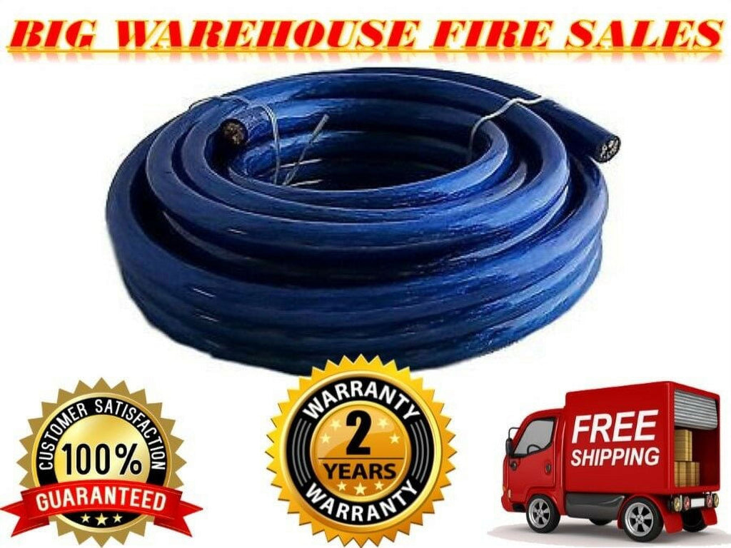 50 FEET PREMIUM 0 GAUGE BLUE POWER / GROUND WIRE CABLE 1/0 GAUGE CAR AUDIO
