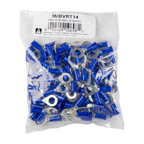 Install Bay 3MBVRT14 3M™ Blue Vinyl Ring Terminal 16-14 Gauge 1/4 inch