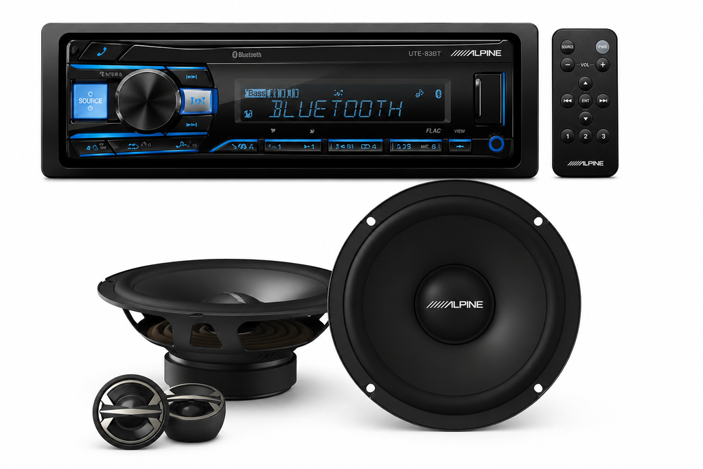 Alpine UTE-83BT Digital Media Receiver + EL-E65C-G 6.5" Component Speaker