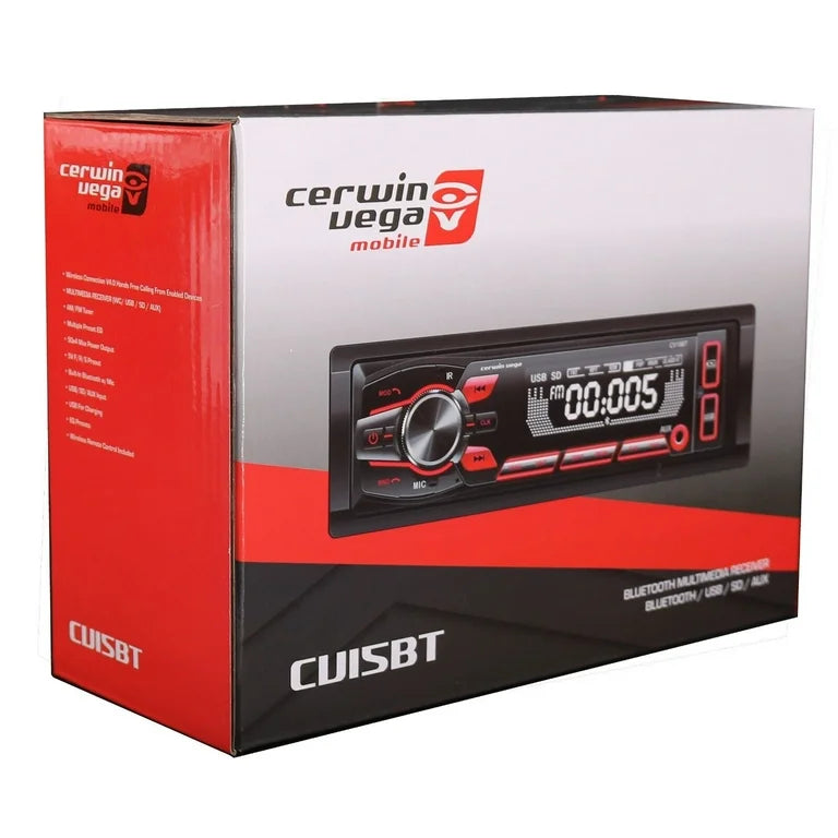 Cerwin Vega CV15BT Single Din Multimedia Receiver AM/FM with Bluetooth