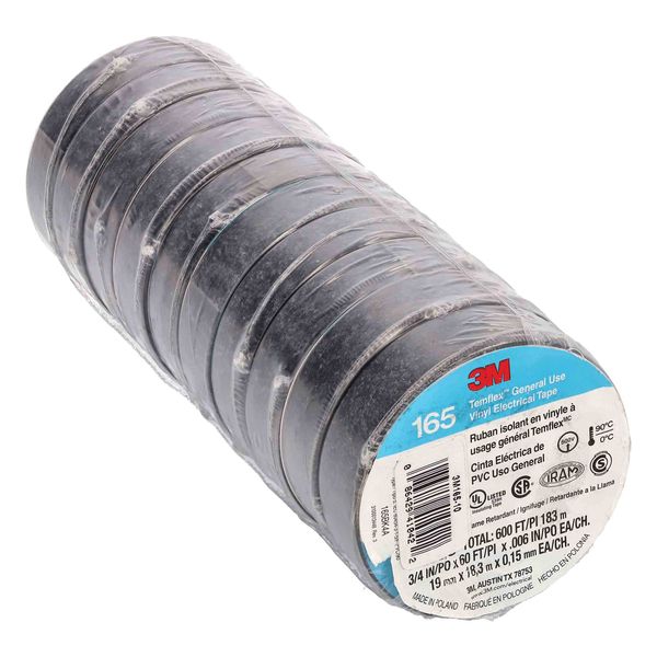 25 3M 165 Temflex 1700 Economy Grade Vinyl Electrical Tape, 3/4 in x 60 feet