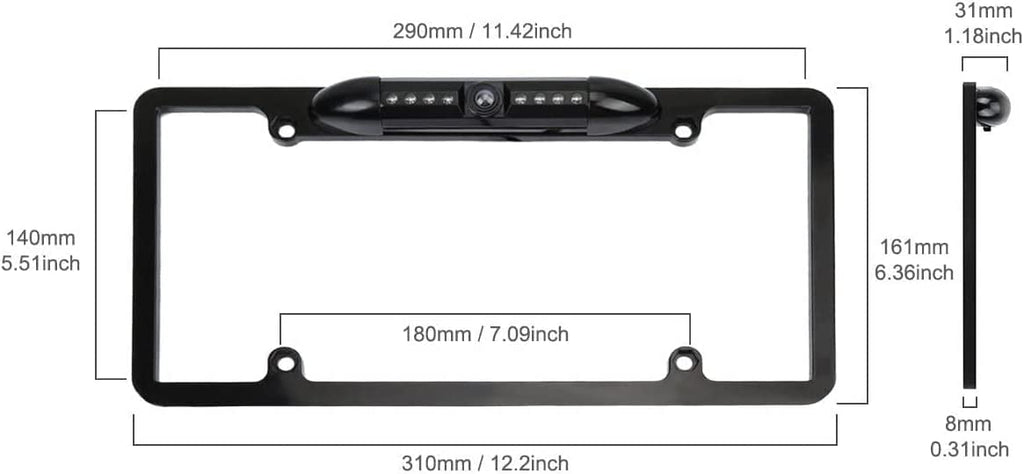 Absolute USA CAM105 HD Night Vision Backup Camera - 170° Wide Angle Waterproof License Plate Rear View for Alpine X009-GM2, ILX-107, ILX-207, ILX-F409 & ILX-W650