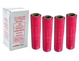 Absolute SW184RD 4 Rolls Red Hand Stretch Plastic Film Pallet Shrink Wrap 18