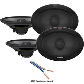 Alpine R-S69 R Series 6x9 600W Speakers - 2 Pair with 20' Wire Package