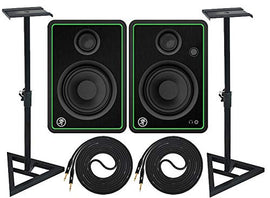 Mackie CR4-X Pair Multimedia Studio Monitors Adjustable Stable Stands 2 Cable Set