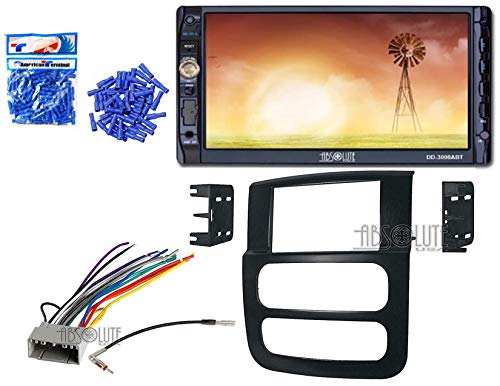 Absolute ABS95-6522B Bundle for Dodge Ram Pickup 1500 2002-2005 Double DIN Stereo Harness Radio Install Dash Kit