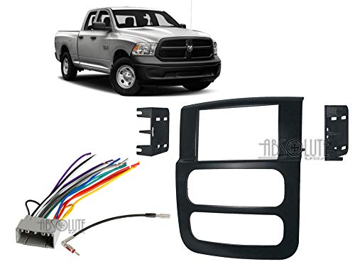 Absolute USA ABS95-6522B Fits Dodge Ram Pickup 1500 2002-2005 Double DIN Stereo Harness Radio Install Dash Kit
