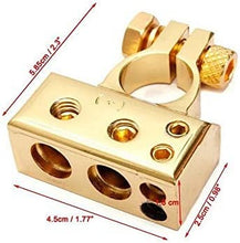 Load image into Gallery viewer, Absolute BTG300PN 0/2/4/6/8 AWG Gold Single Positive &amp; Negative Power Battery Terminal Connectors