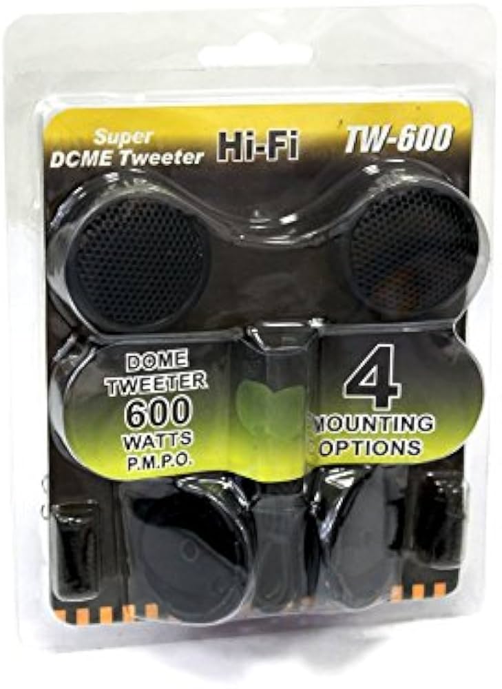 Absolute TW600 Mini Car Tweeter Kit 600 Watts of Power, High-Frequency Silk Dome Tweeters, 1.5" High Fidelity, Efficiency and Performance Audio System 4 ohm, Dual Mounting, Surface or Angle