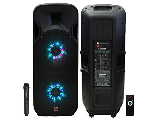 MR DJ Lets Jump Dual 15" 3Way 5000W DJ Active Speaker Powered PA Party BT USB Speaker MIC