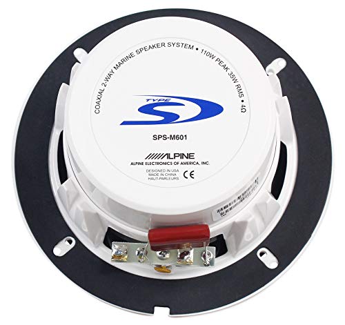 (4) Alpine SPS-M601 Pair 6.5" 2-Way Marine/Boat Coaxial Speakers