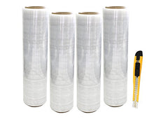 Load image into Gallery viewer, XP Audio Clear Stretch Film Shrink Wrap Pallet 4 Roll 18" 80 Gauge  + Knife