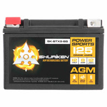 Load image into Gallery viewer, Shuriken SK-BTX9-BS 125 CRANK AMPS / 8AMP HOURS AGM Power Sports 12V Battery
