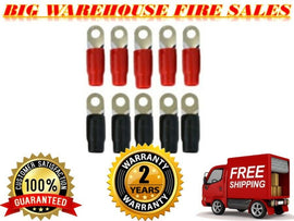 0 Gauge Ring Terminal 10 Pack 1/0 AWG Wire Crimp Cable- Red/Black 5/16 AT