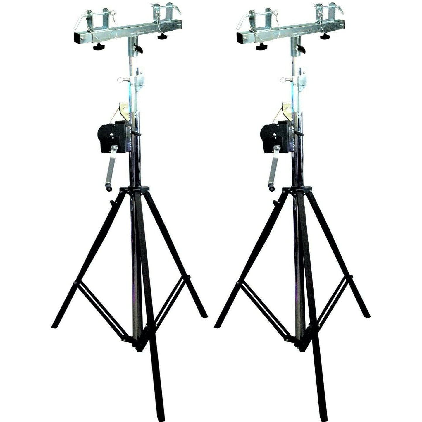 2 MR DJ Pro Lighting 12 Foot Crank Light Stand & Square Truss T-Bar Adapter