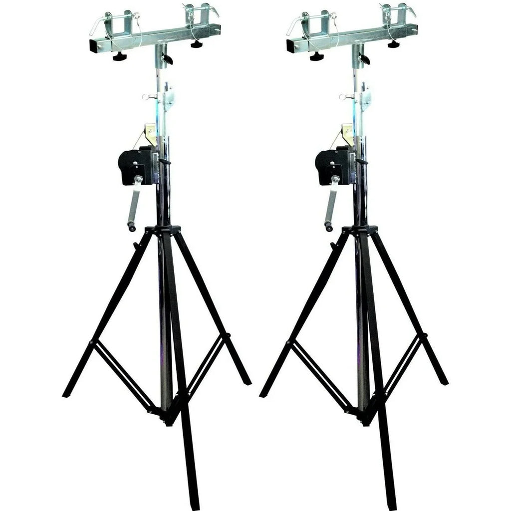 2 MR DJST200 SBC250 Pro Lighting 12 Foot Crank Light Stand & Square Truss T-Bar Adapter