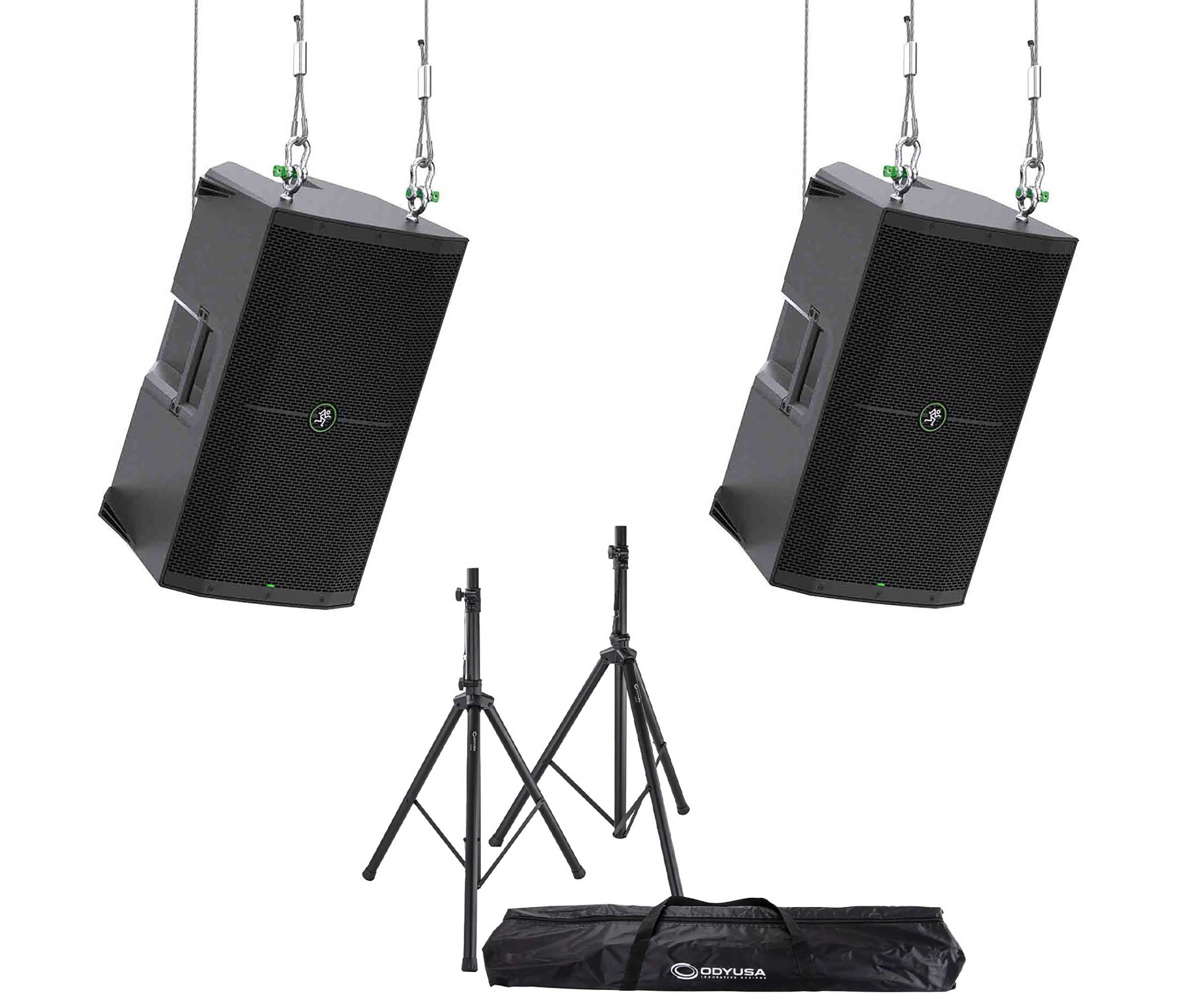 2 Mackie Thump215XT 15" PA Speaker DJ Package with Stands and Bag