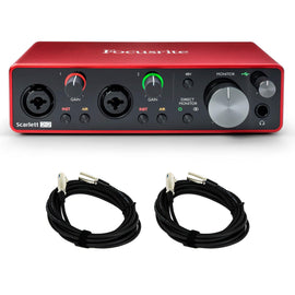 Focusrite Scarlett 2i2 4rd Gen USB Interface w/ 2 3-Foot XLR Cables Bundle