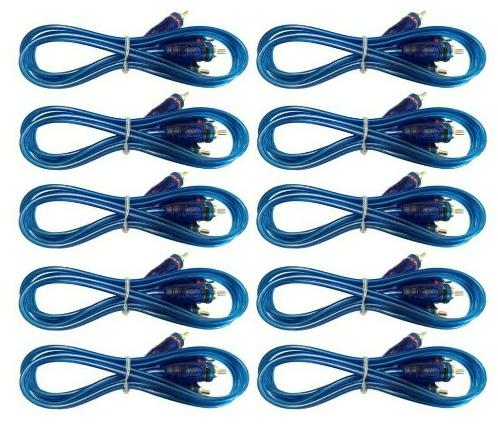 10 Absolute 12' RCA Stereo Plug Cable 2 Male to 2 Male Car Stereo Marine Home Audio