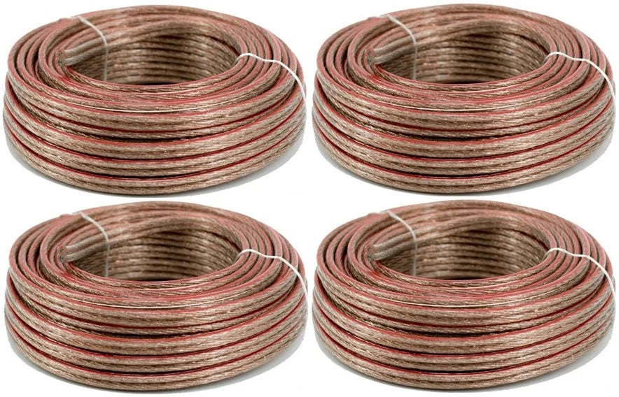 12 Gauge 25 FT Clear Speaker Wire 4 Pack Deal Copper Clad Stranded Wire