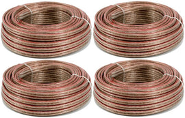 12 Gauge 25 FT Clear Speaker Wire 4 Pack Deal Copper Clad Stranded Wire