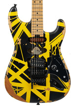 Load image into Gallery viewer, EVH 5107900528 Striped Series Frankenstein Frankie, Maple Fingerboard - Black with Yellow Stripes, Aged