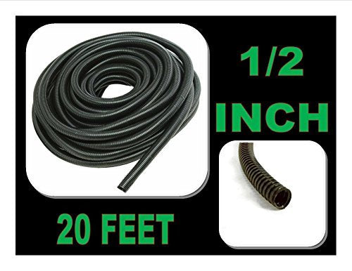 20 FT 1/2 INCH Split Loom Tubing Wire Conduit Hose Cover Auto Home Marine Black