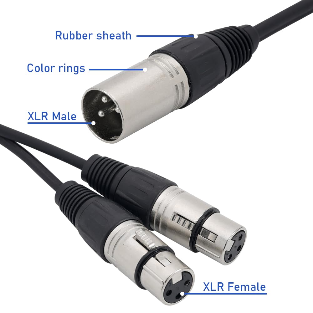 MR DJ CXMDXF6 6FT Single XLR Male to Dual XLR Female Microphone Cable