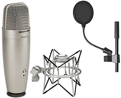 Samson C01U Pro USB Studio Condenser Microphone + Samson SP01 Spider Shockmount + Mr Dj 4 Inch Pop Filter