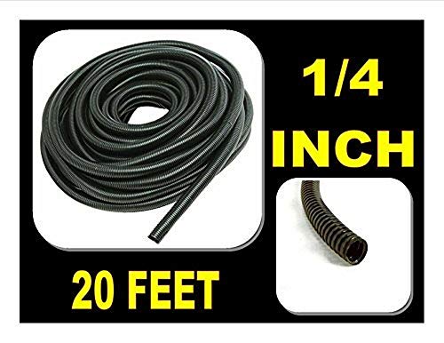 20 FT 1/4" Inch Split Loom Tubing Wire Conduit Hose Cover Auto Home Marine Black