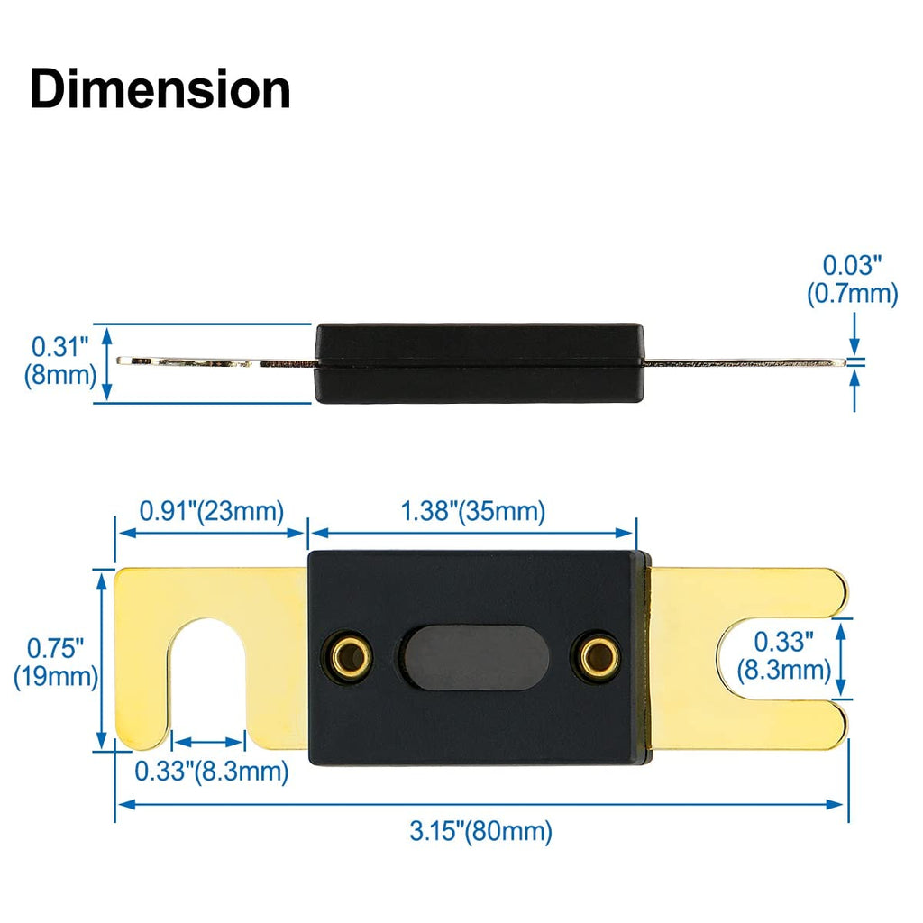 Patron PANL-120 120 Amp ANL Fuse Gold Plated High Quality Fuses Car Audio Blade