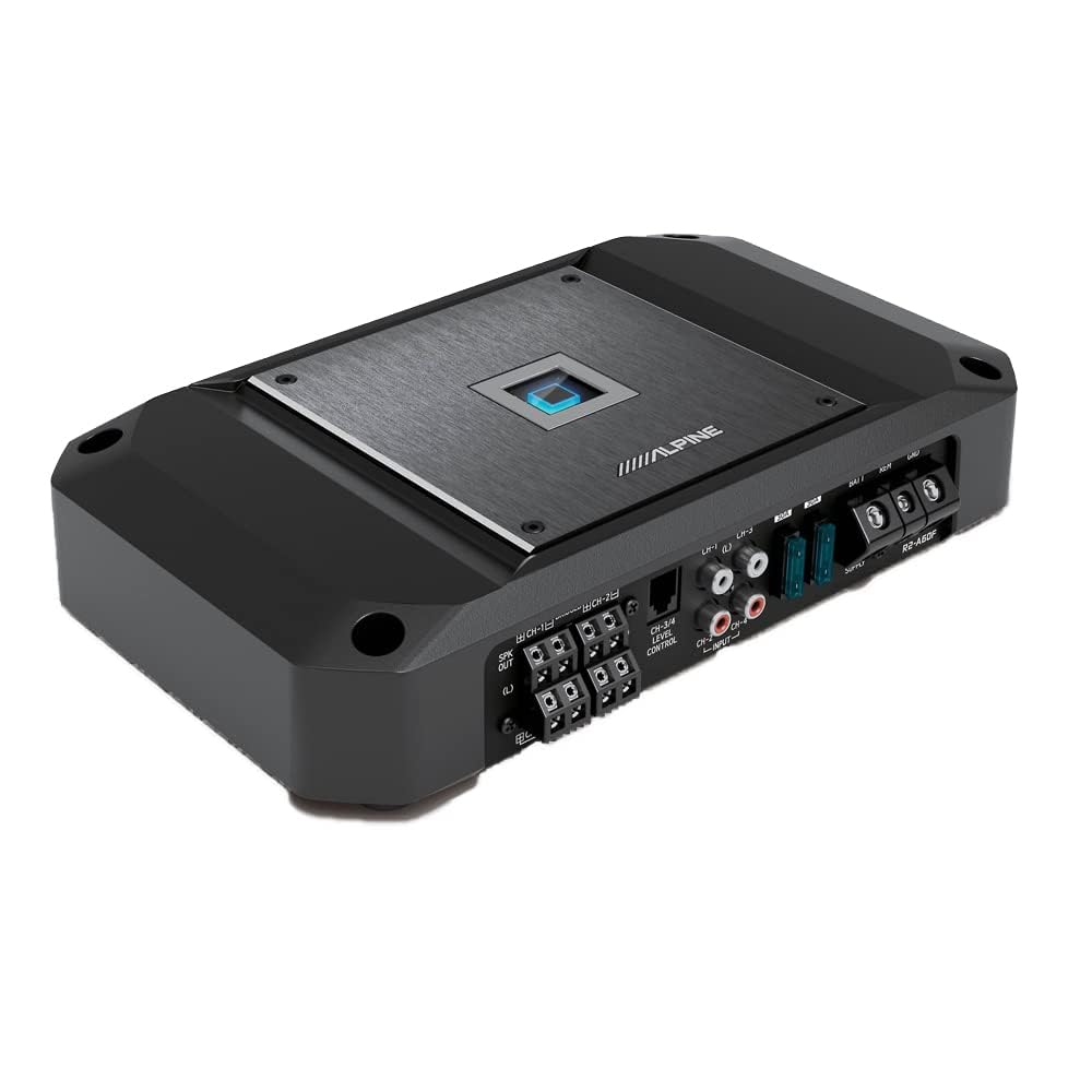 Alpine R2-A60F 4 Ch Class D Car Amplifier & RUX-H01 Bass Knob & KIT8 AMP Kit