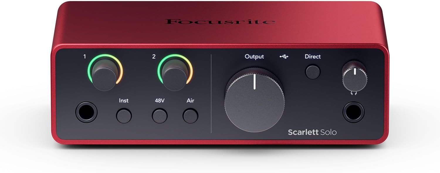 Focusrite SCARLETT SOLO 4th Gen 192kHz USB Audio Interface + Samson Headphones